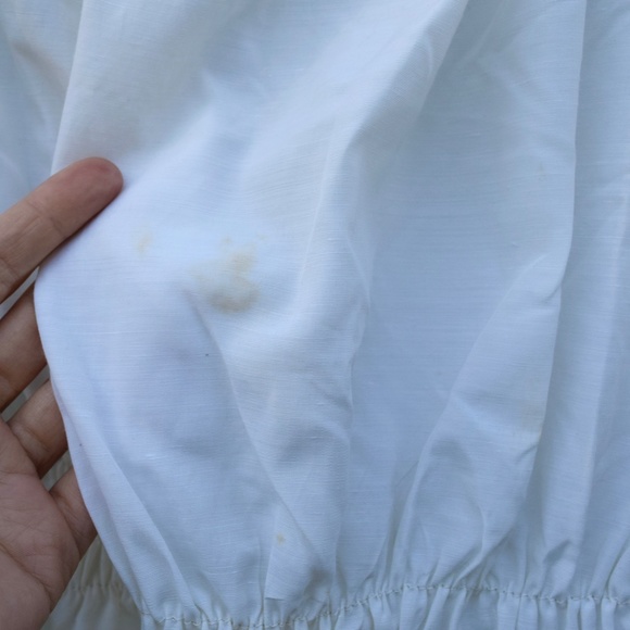 1950s XS Folk Peasant Blouse Crochet Floral Collar White Puff Sleeve Smocked - Picture 4 of 7